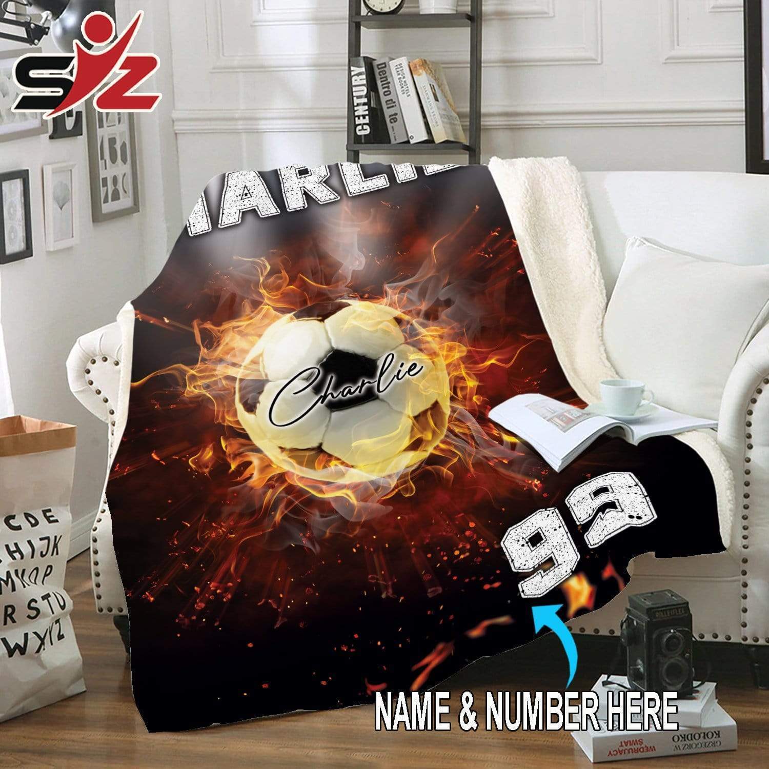 Custom Blanket Burning Soccer Ball Blanket #111119V