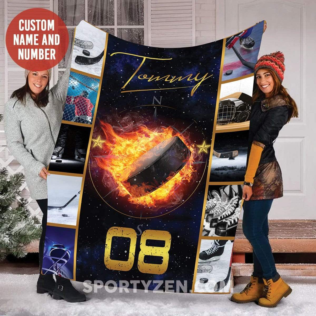 Custom Blanket Hockey Galaxy With Your Name  #2602H