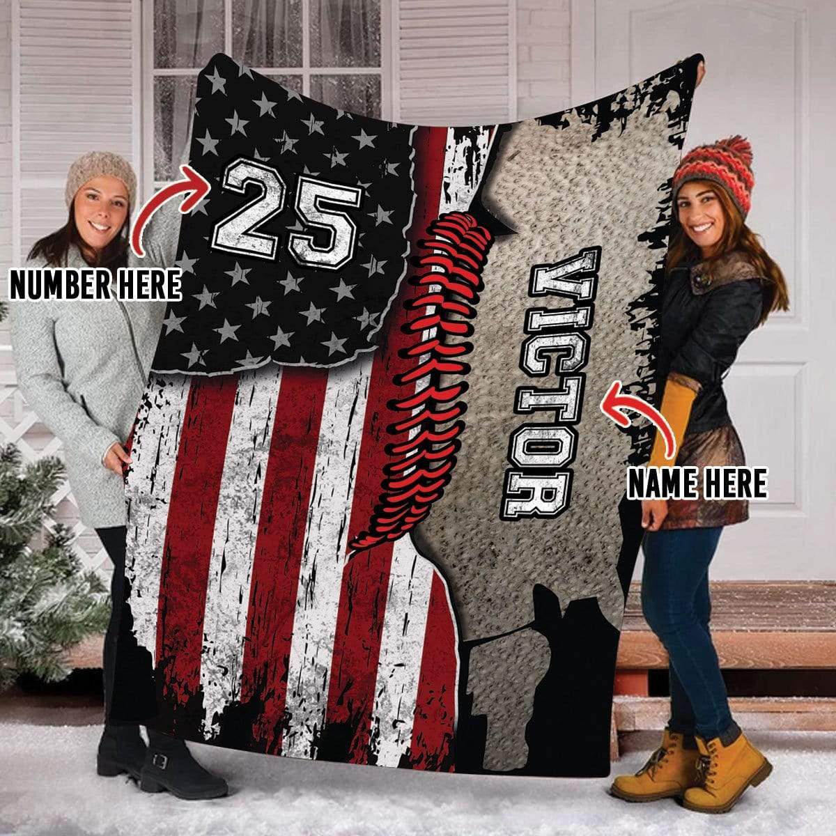 Custom Blanket Leather and Flag Of Baseball #191119H