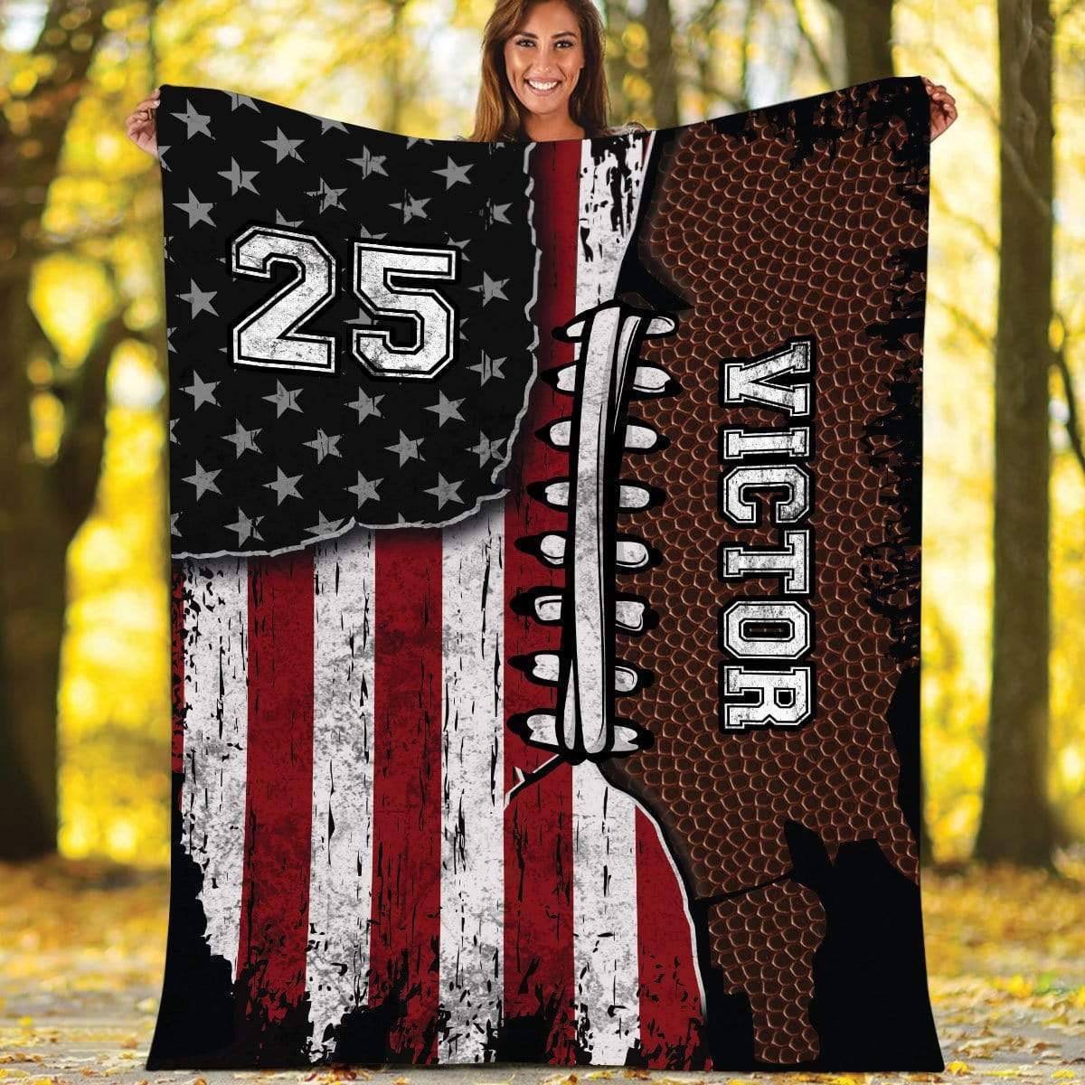 Custom Blanket Leather and Flag Of Football #201119H