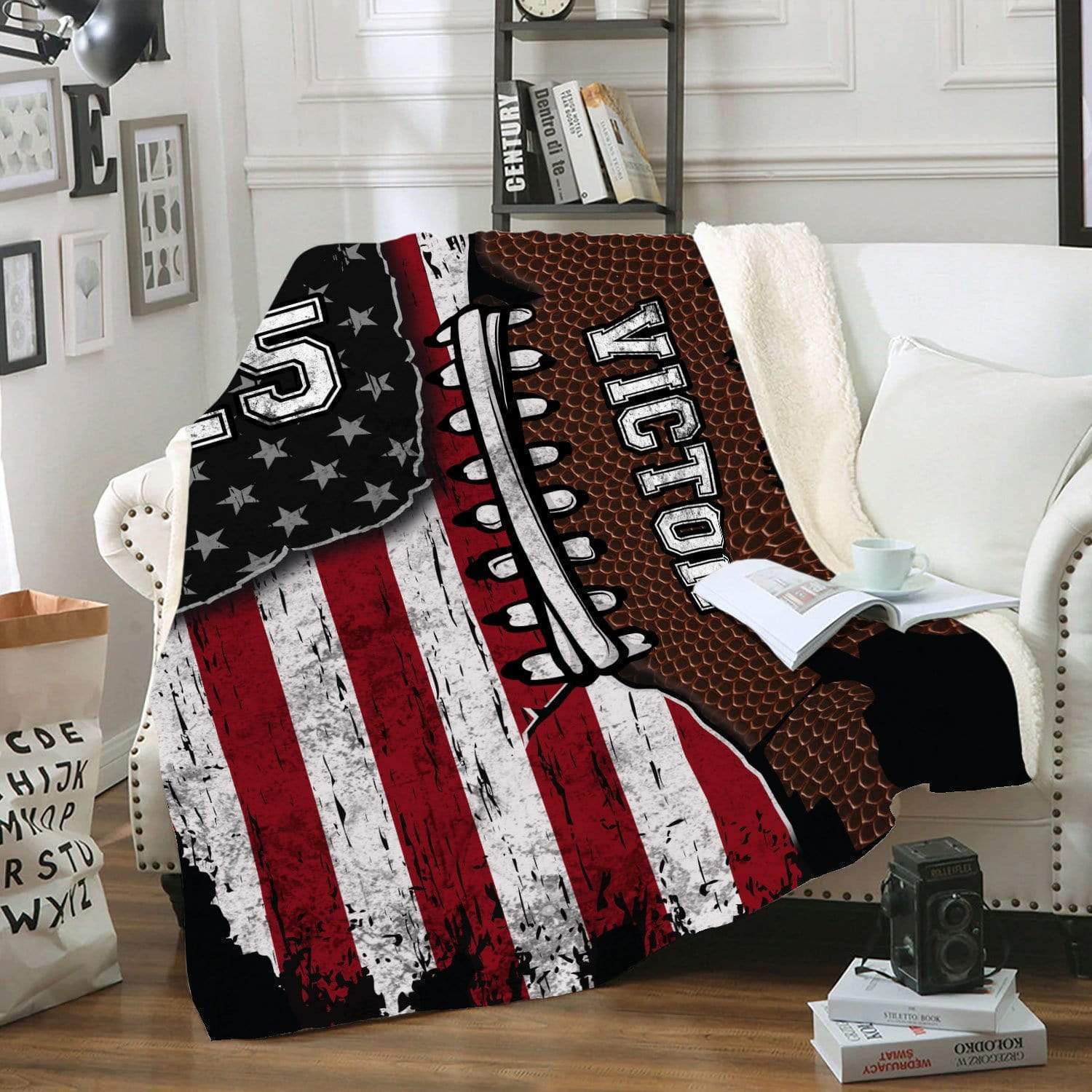 Custom Blanket Leather and Flag Of Football #201119H