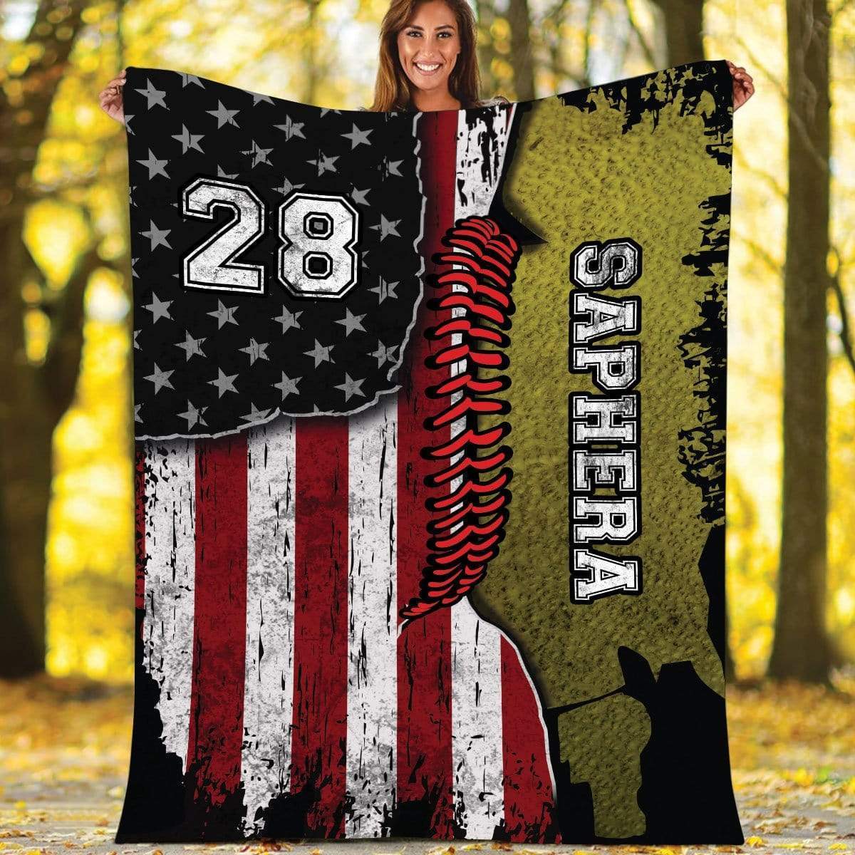 Custom Blanket Leather and Flag Of Softball #191119H