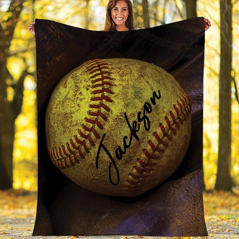 Custom Blanket Old Softball Ball #021219h
