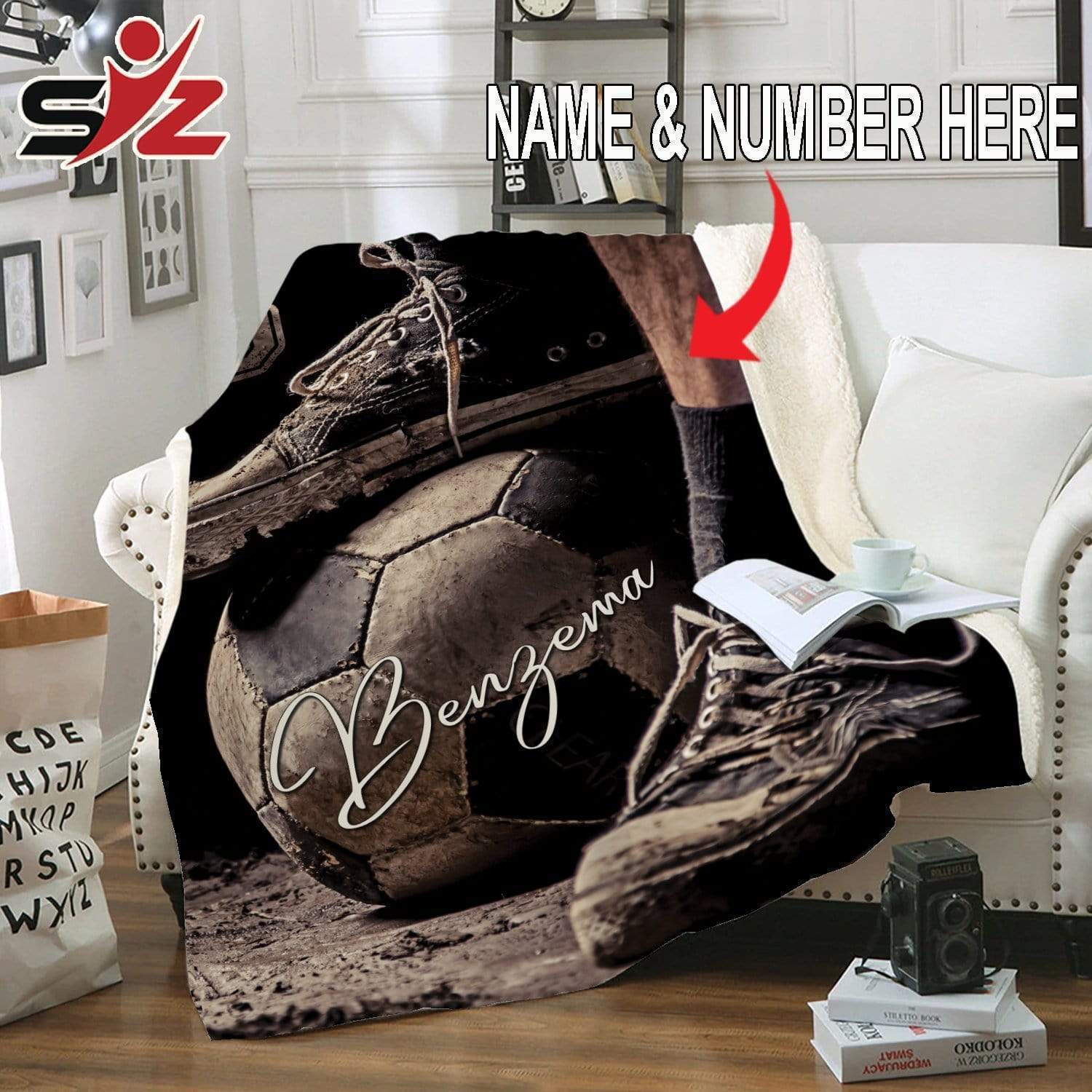 Custom Blanket Ragged Sneaker and Socer Ball Vintage #271119V