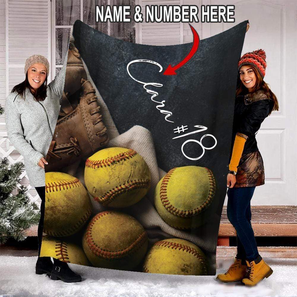 Custom Blanket Softball Balls and Glove #271119V