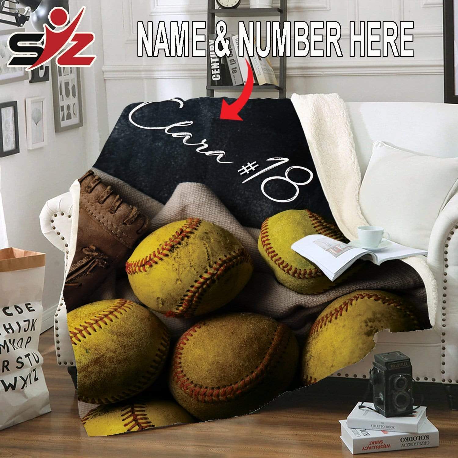 Custom Blanket Softball Balls and Glove #271119V