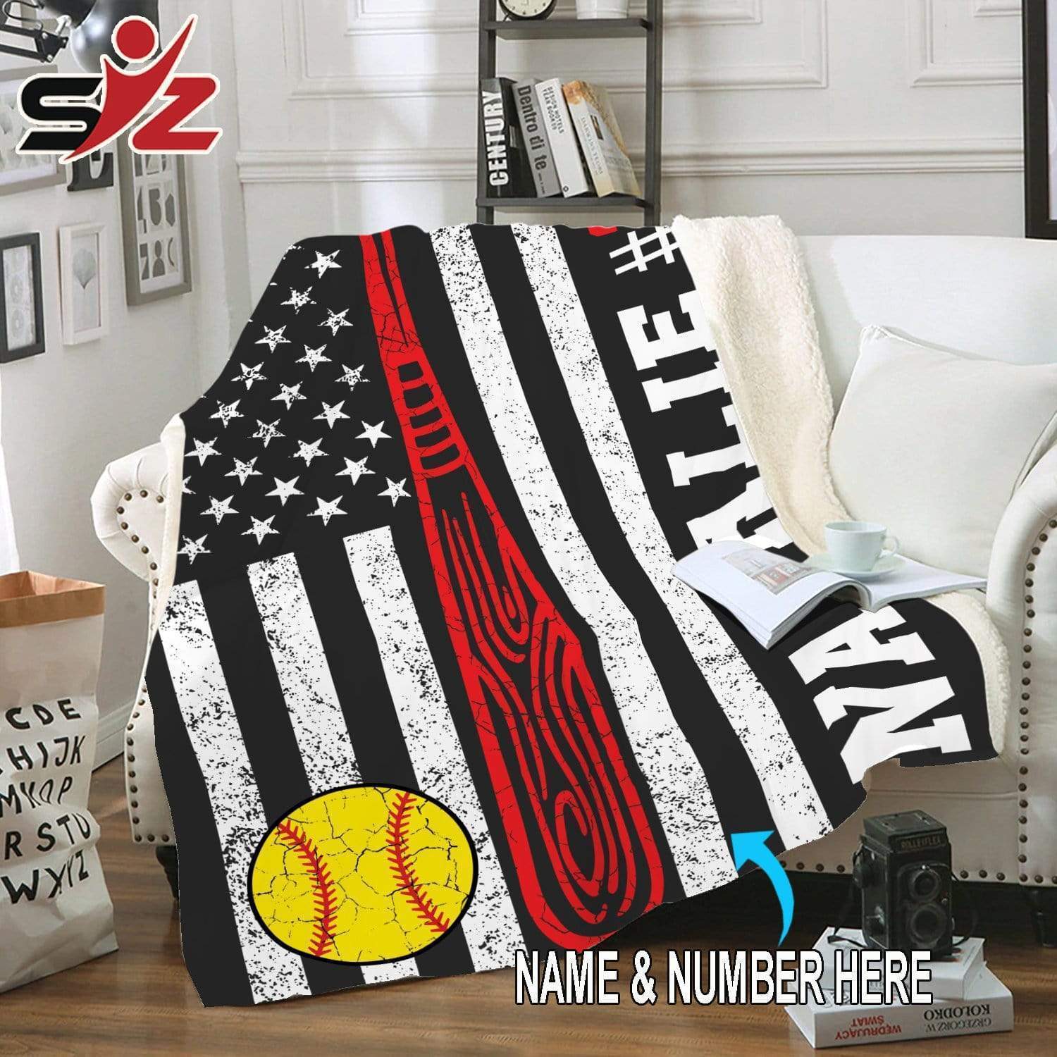 Custom Blanket Softball Flag Blanket #121119V