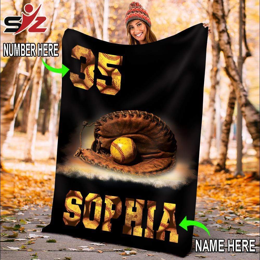 Custom blanket Softball Glove and Ball Blanket #211119V