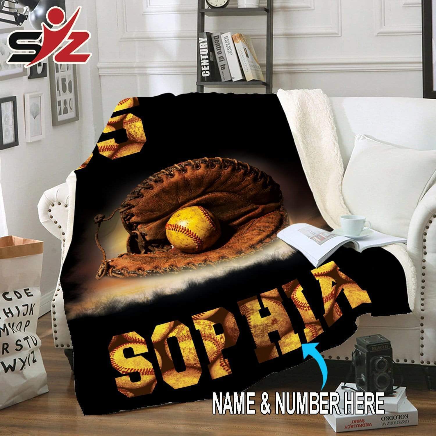 Custom blanket Softball Glove and Ball Blanket #211119V