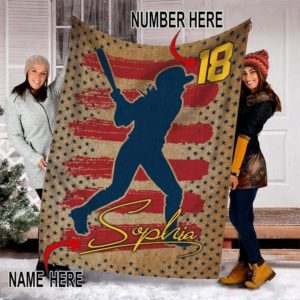 Custom Blanket Softball player #091219V