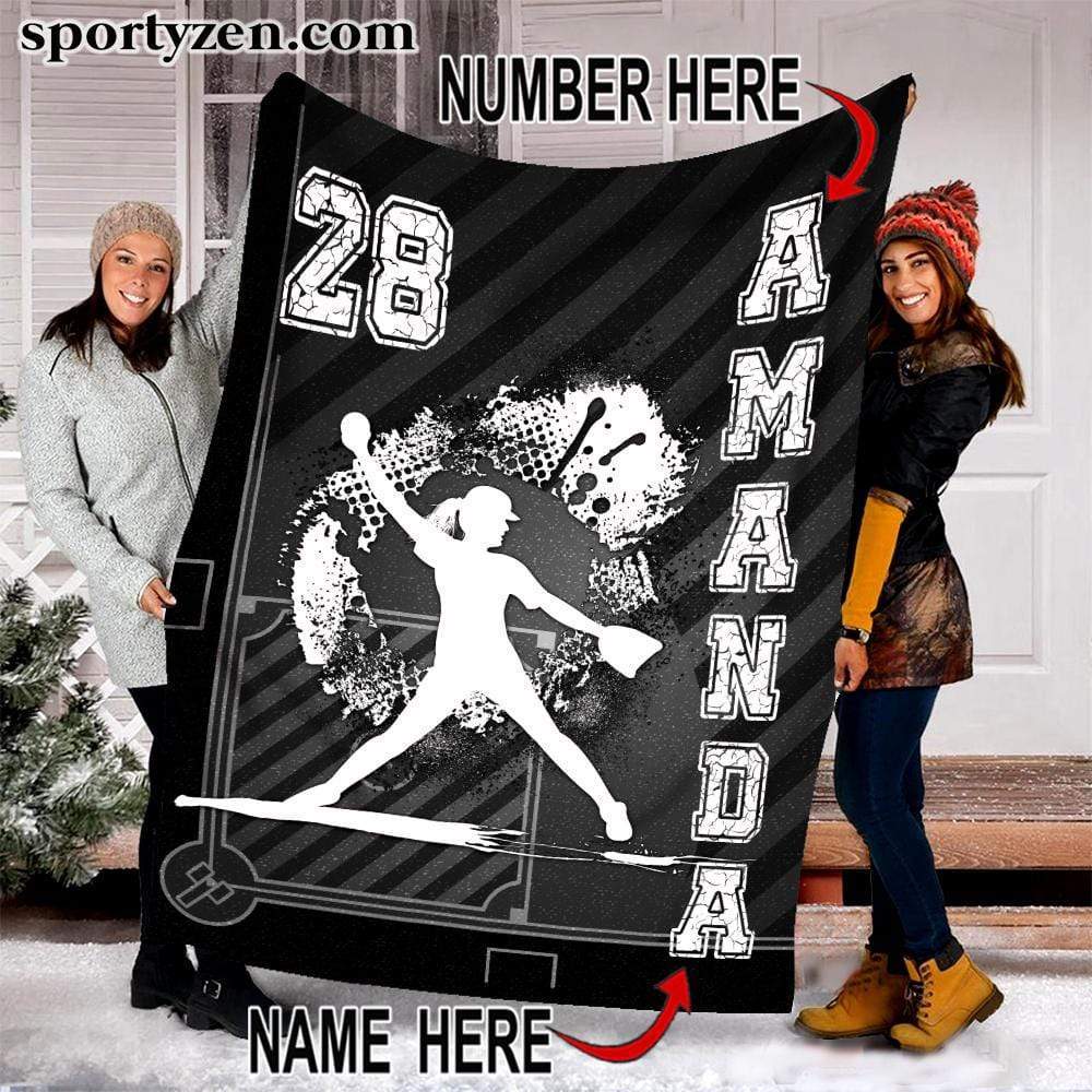 Custom Blanket Softball Player at Home Plate #251219V