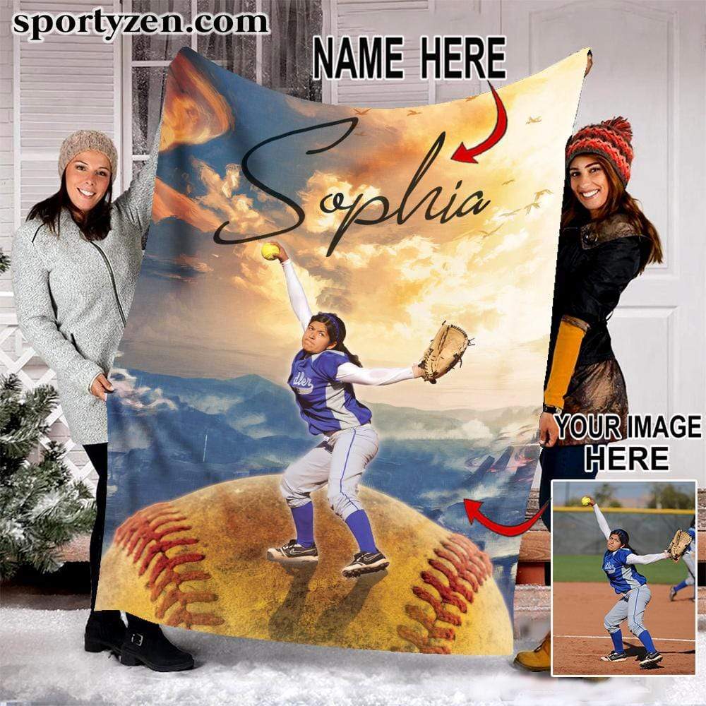 Custom blanket Softball player with Photo #311219v