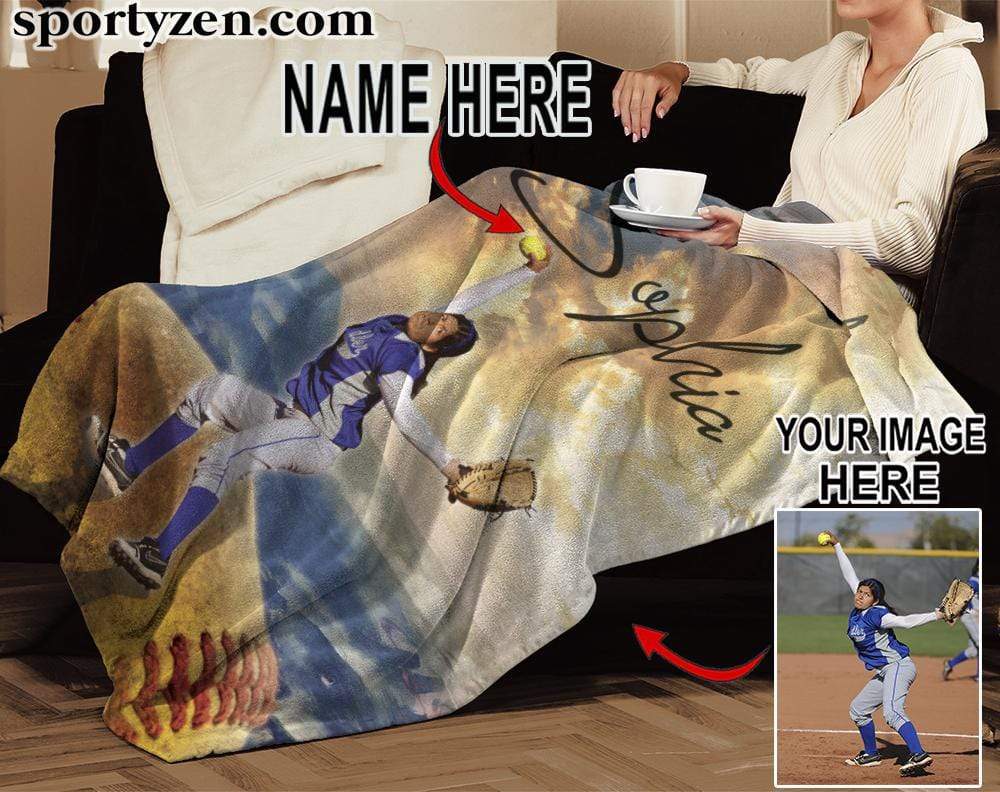 Custom blanket Softball player with Photo #311219v