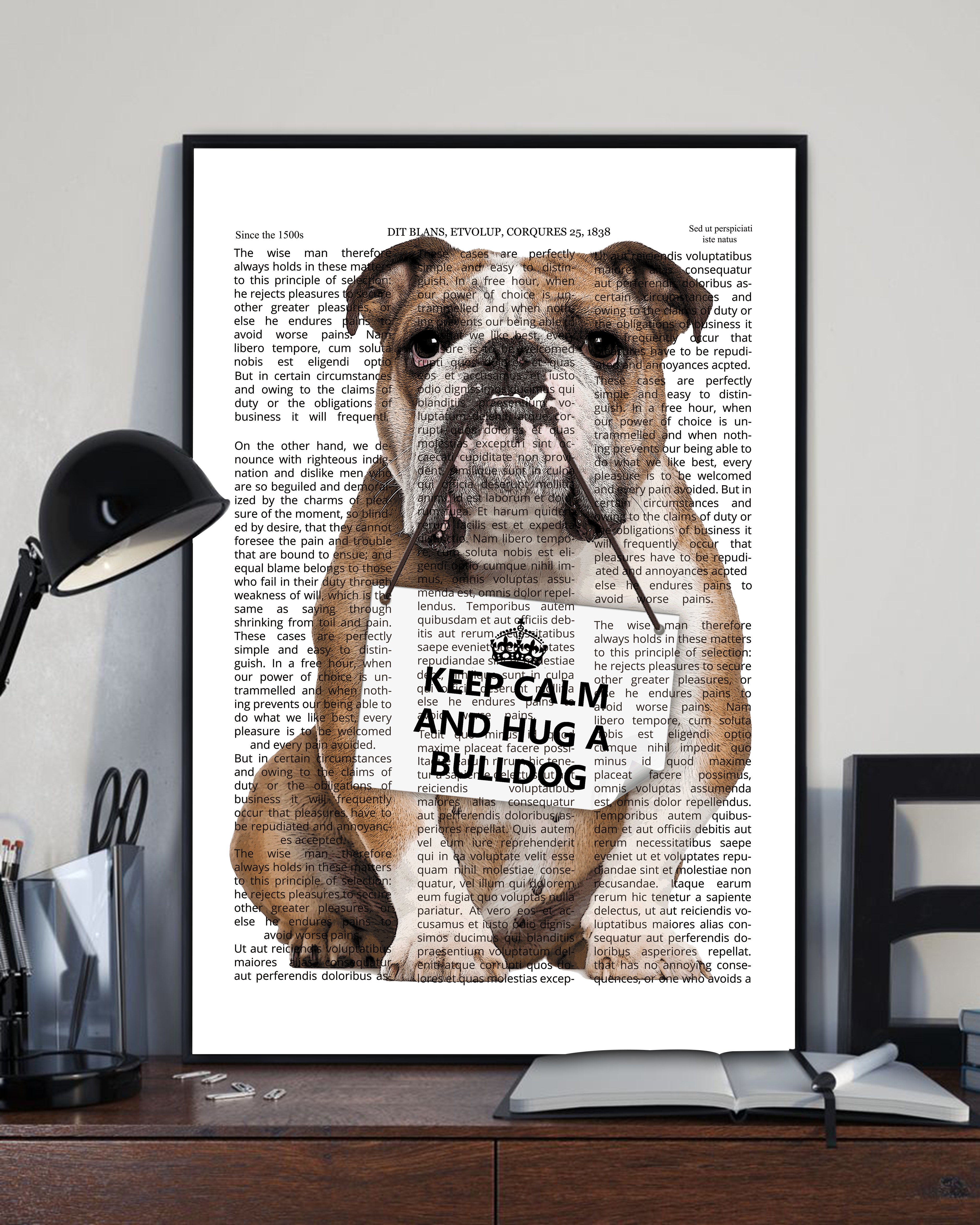 Bulldog Newspaper Canvas unisex womens & mens, couples matching, friends, funny family canvas holiday canvas gifts