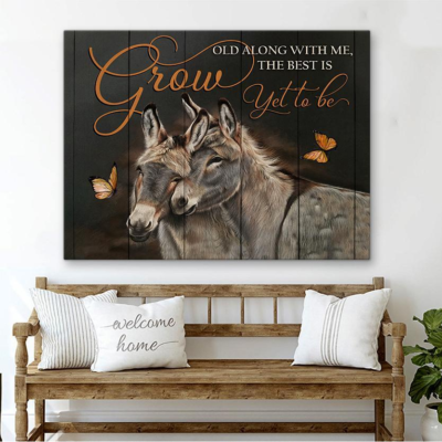 Donkey, Grow old along with me, the best is yet to be - Matte Canvas, donkey lover, love donkey couple, valentine day gift, valentines day for her c119