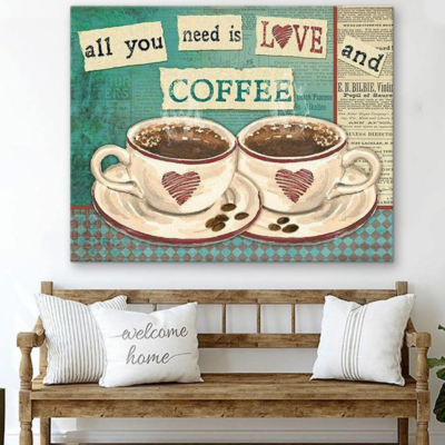 All you need is love and coffe - Matte Canvas, valentine day gift, valentines day for her, who love coffee c125