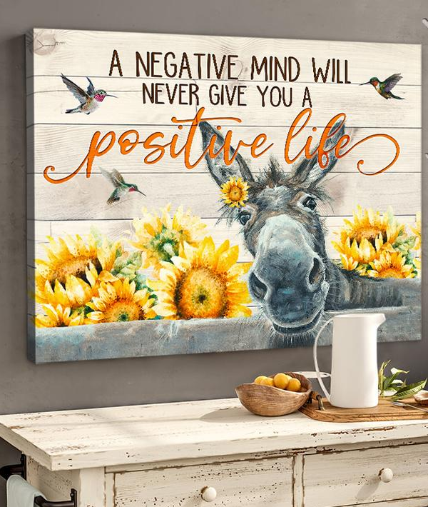 Donkey, a negative mind will never give a positive life - Matte Canvas, donkey lover, Christmas gift c13
