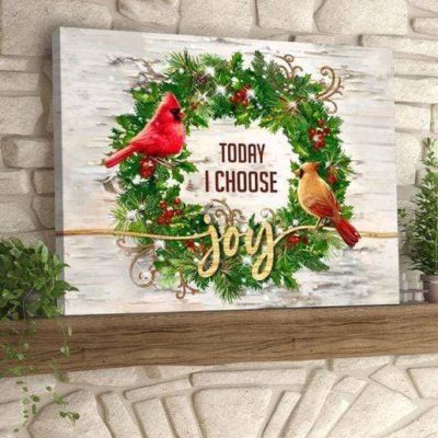 Cardinal Wreath Christmas Joy Canvas Prints