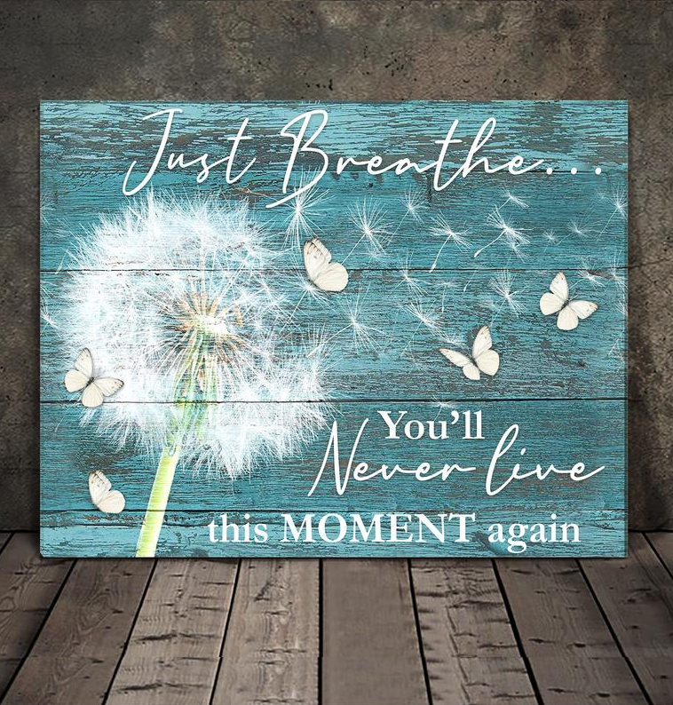 Butterfly, just breathe you'll never live this moment again - Matte Canvas, butterfly lover, Christmas gift c31