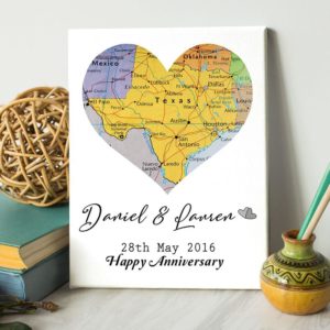 Custom personalized couple canvas prints- Special Location Map Valentines day gifts for him her couple boyfriend girlfriend