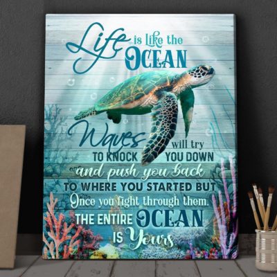 Turtle Life is like the ocean - Matte Canvas, turtle lover, love turtle couple, c59