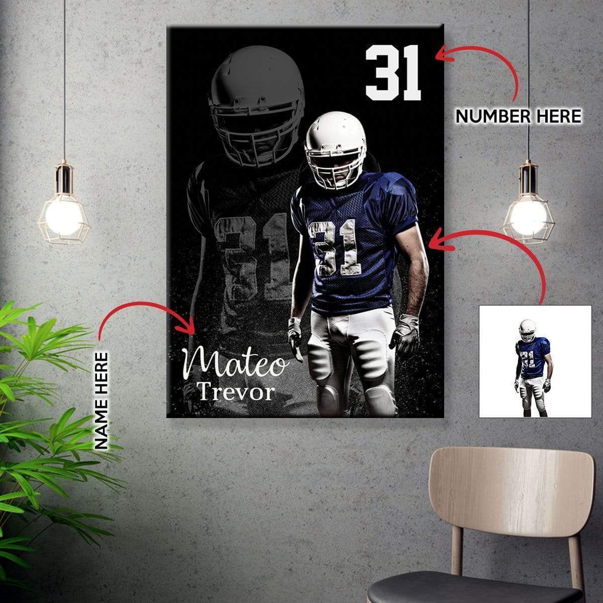 Football custom canvas prints - Player With Photo #061119L