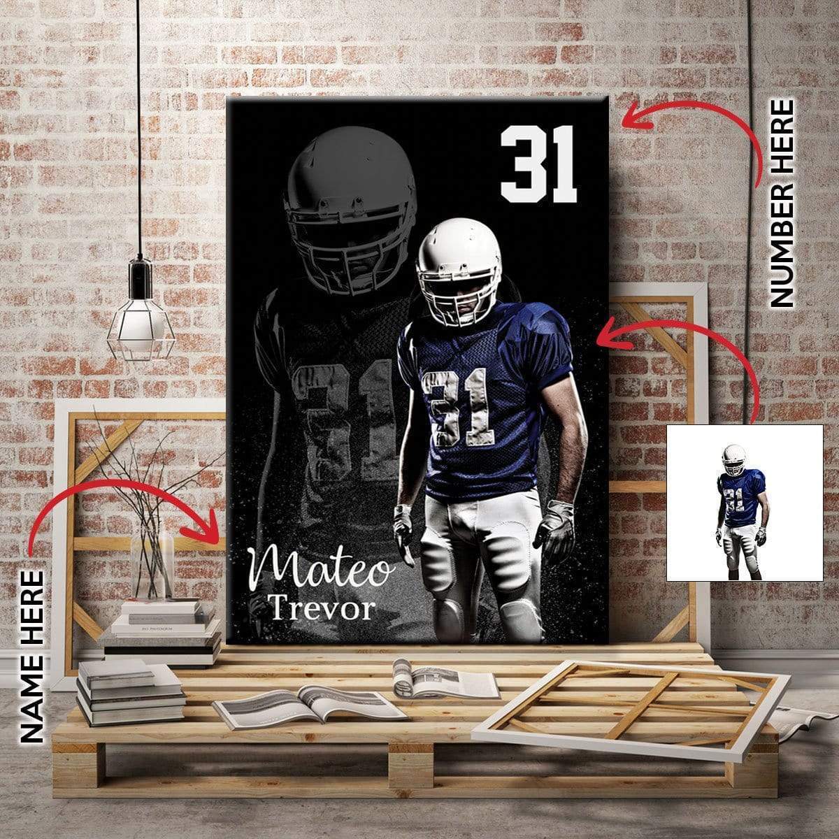 Football custom canvas prints - Player With Photo #061119L