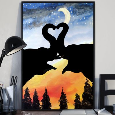 Love Couple Elephant Canvas