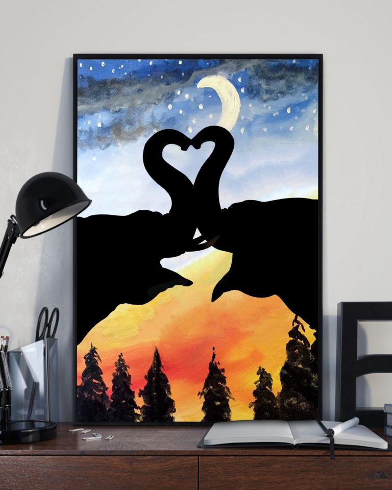 Love Couple Elephant Canvas