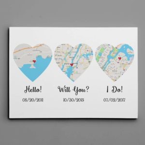 Hello Will You I Do Map Custom Names Anniversary Date And Map Canvas Prints