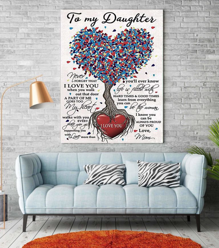 Tree Color From mom To my daughter, you are my heart Christmas gift family canvas print #V