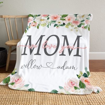 Personalized With Name  Mom We Love You Fleece Blanket