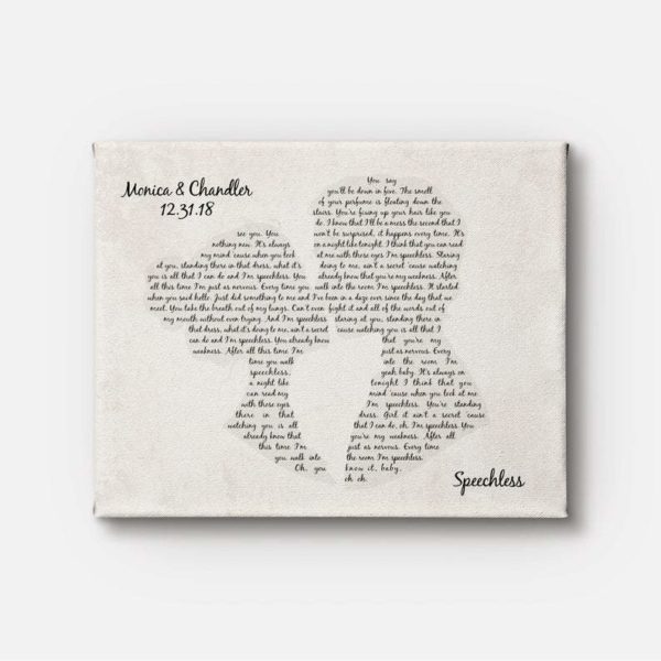 Personalized coulpe Poster Canvas - Couple Kissing Shape Poster Canvas Art - Any Song Lyrics - Favorite Song - Wedding First Dance Song - Wedding Gift - Anniversary Gift - Wall Decor