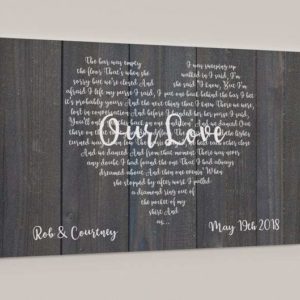 Personalized couple Poster Canvas - First Dance Lyrics On Poster Canvas Wedding Gift, Wedding Song On Poster Canvas, Heart Shaped Personalized Couples Gift, Anniversary Gifts, Custom Gift