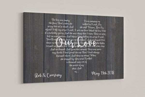 Personalized couple Poster Canvas - First Dance Lyrics On Poster Canvas Wedding Gift, Wedding Song On Poster Canvas, Heart Shaped Personalized Couples Gift, Anniversary Gifts, Custom Gift