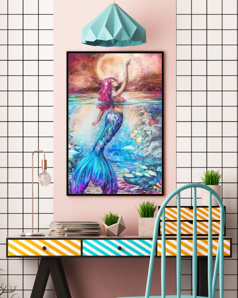 Mermaid Painting Poster Canvas Vintage Wall Art Gifts - Art Hoodie