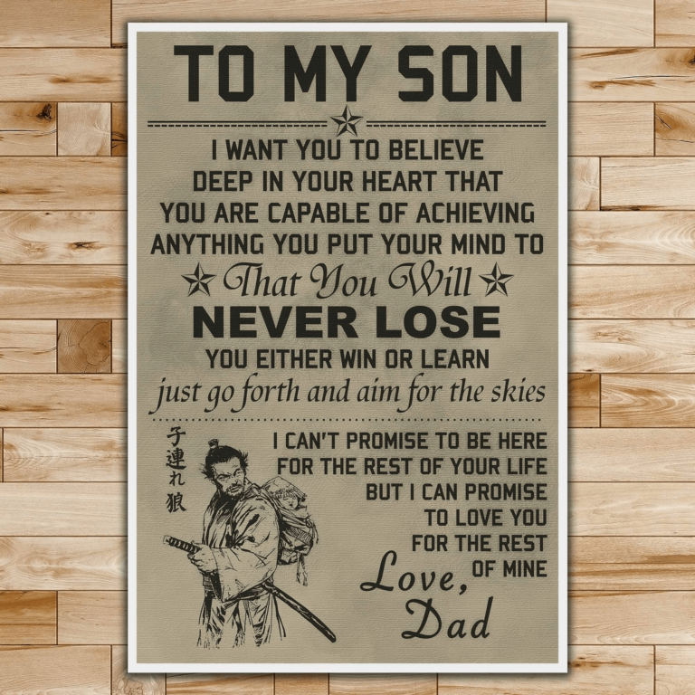 Samurai Dad - to My Son believe deep in your heart Christmas gift family custom name canvas print #V