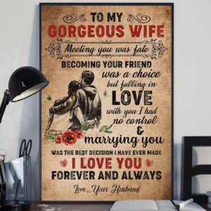 To My Wife Meeting You Was A Fate Poster Canvas Art and Poster Canvas CH Valentine Gift For Her