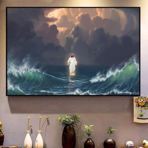 Jesus In The Ocean Poster Canvas CH Hippie Poster Canvas