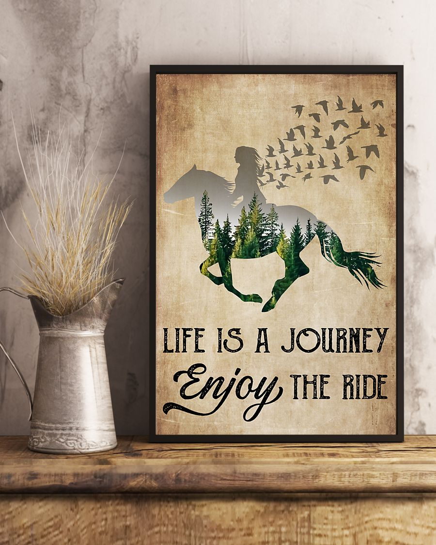 Horse Girl Life Is A Journey Enjoy The Ride Poster Canvas Vintage Wall Art Gifts