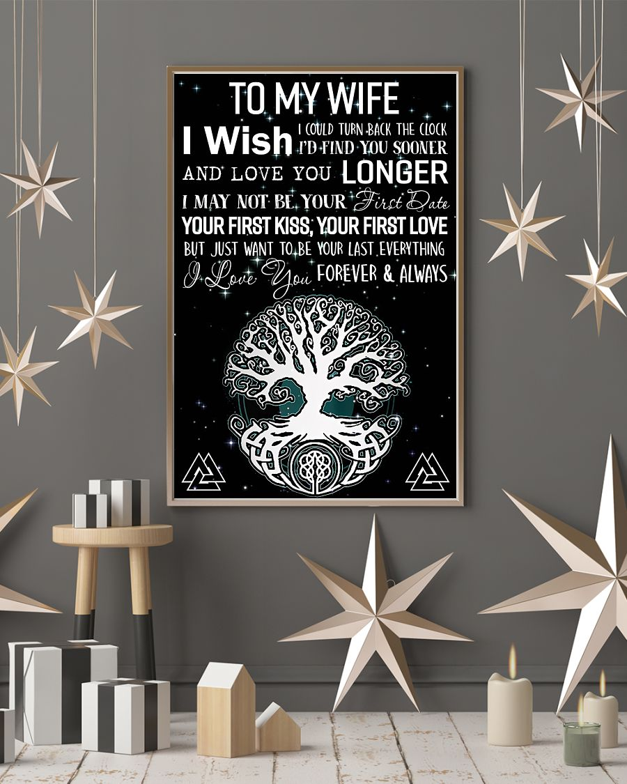 Personalized Gift Viking Tree Of Life To My Wife Poster Canvas I Wish I Could Turn Back Vintage Wall Art Gifts