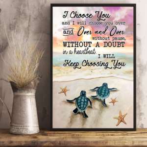 Turtle I Choose You Poster Canvas Husband Wife Vintage Wall Art Gifts