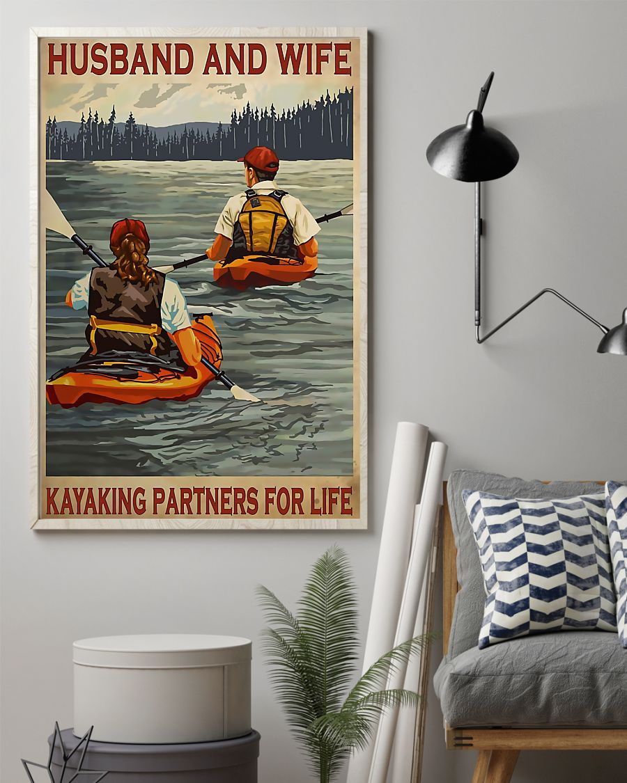 Kayak Loves Poster Canvas Husband And Wife Kayaking Partners For Life Vintage Wall Art Gifts