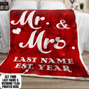 Personalized Mr And Mrs Rose Fleece Blanket