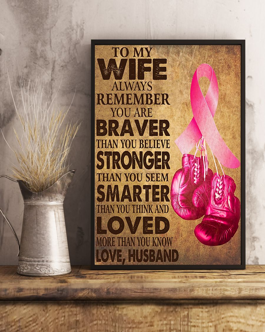 Personalized Gift Beast Cancer Awareness To My Wife Poster Canvas Strong Wife Supportive Husband Wall Art