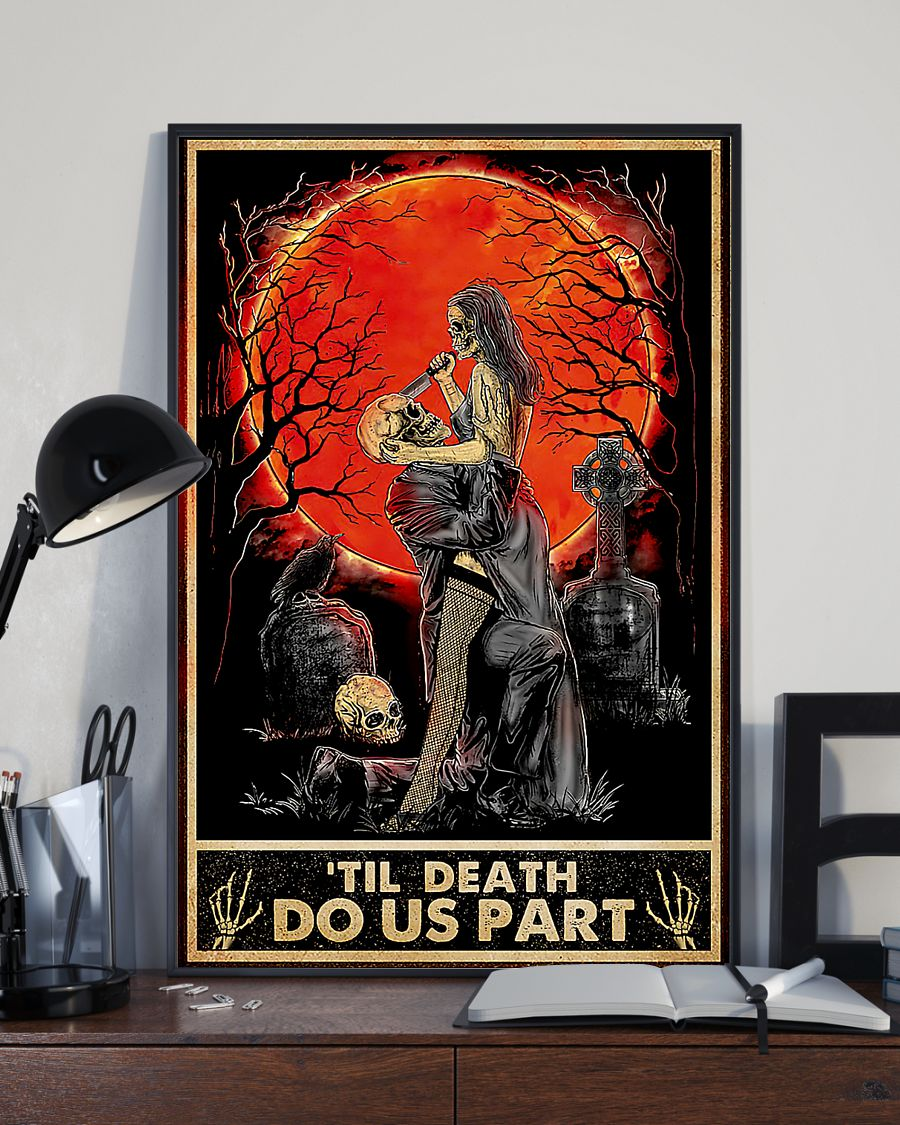 Skeleton Couple Poster Canvas 'Til Death Do Us Part Halloween Vintage Wall Art Gifts
