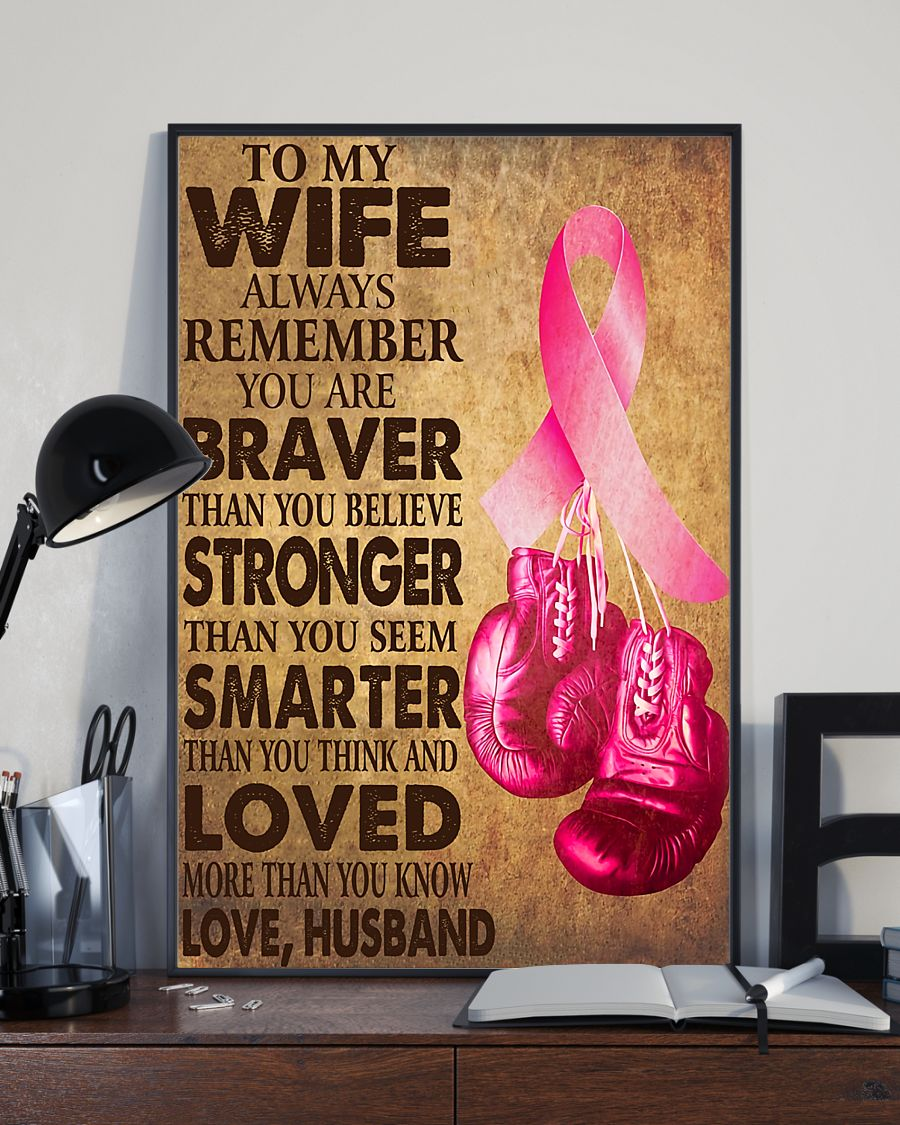 Personalized Gift Beast Cancer Awareness To My Wife Poster Canvas Strong Wife Supportive Husband Wall Art