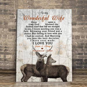 Personalized Broken Road Deer Vertical Canvas Wife