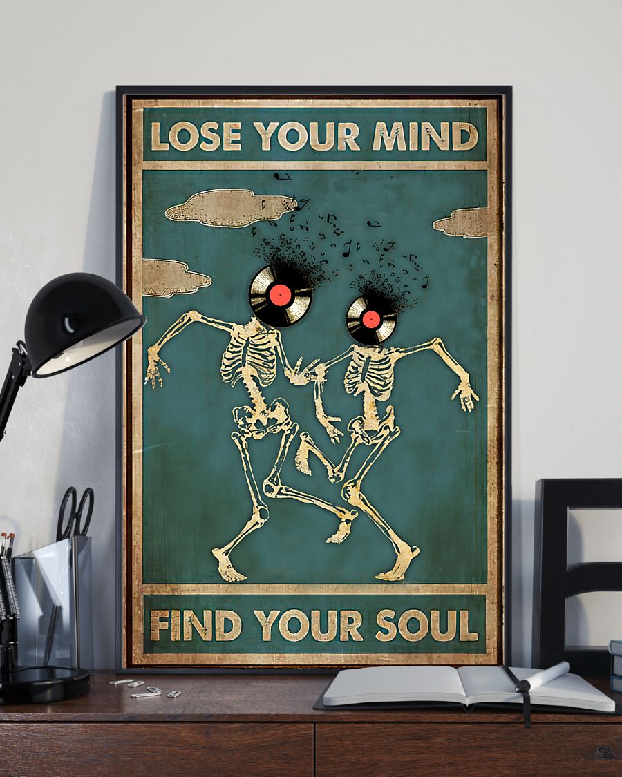 Dancing Skeleton Couple Vinyl Record Music Poster Canvas Lose Your Mind Find Your Soul Vintage Wall Art Gifts