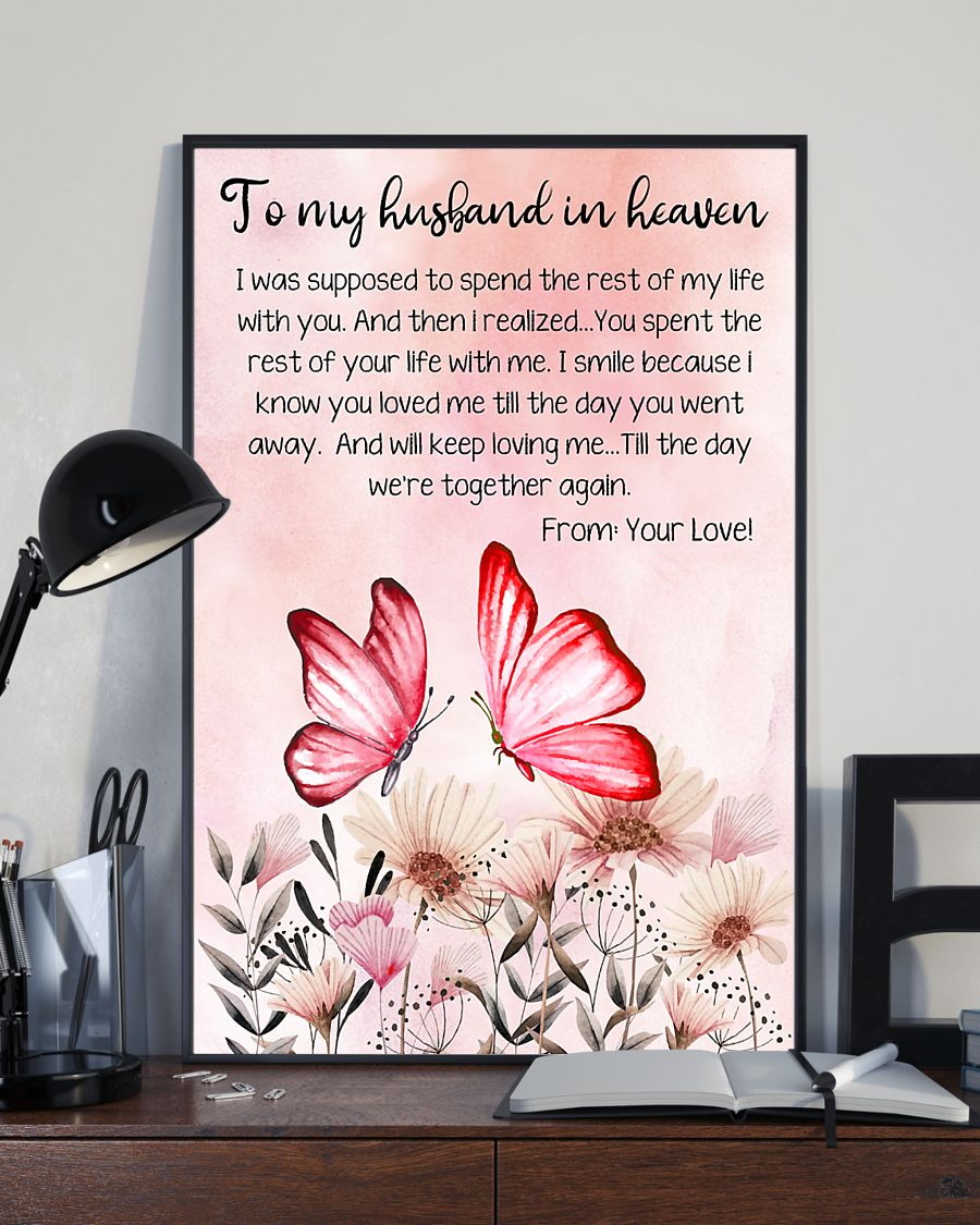 Personalized Gift Butterfly To My Husband In Heaven Poster Canvas Memorial Wall Art Gifts